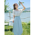 Load image into Gallery viewer, [Shirasu Series] ★Skirt★ Bottoms 2color Elastic Waist Plain Ladies Date Improves Temperament Easy to Match Simple Blue Pink
