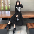 Load image into Gallery viewer, [Dong Xiaojie Series] ★China style dress★ Ink pattern long sleeve dress long length dress black black large size slimming
