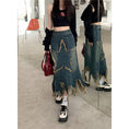 Load image into Gallery viewer, [OURI Series]★Denim Skirt★ Long Skirt Bottoms Large Size Star Star Fashionable Wear
