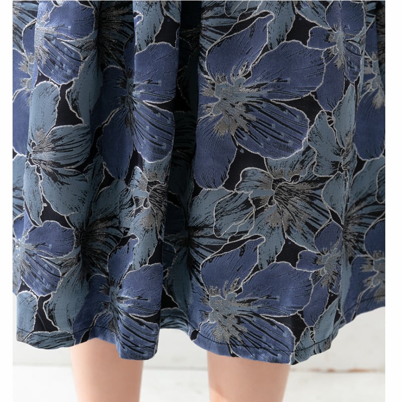 [MOERBEN Series]★Skirt★ Bottoms Floral pattern skirt Oil painting style Blue Blue High waist Cute