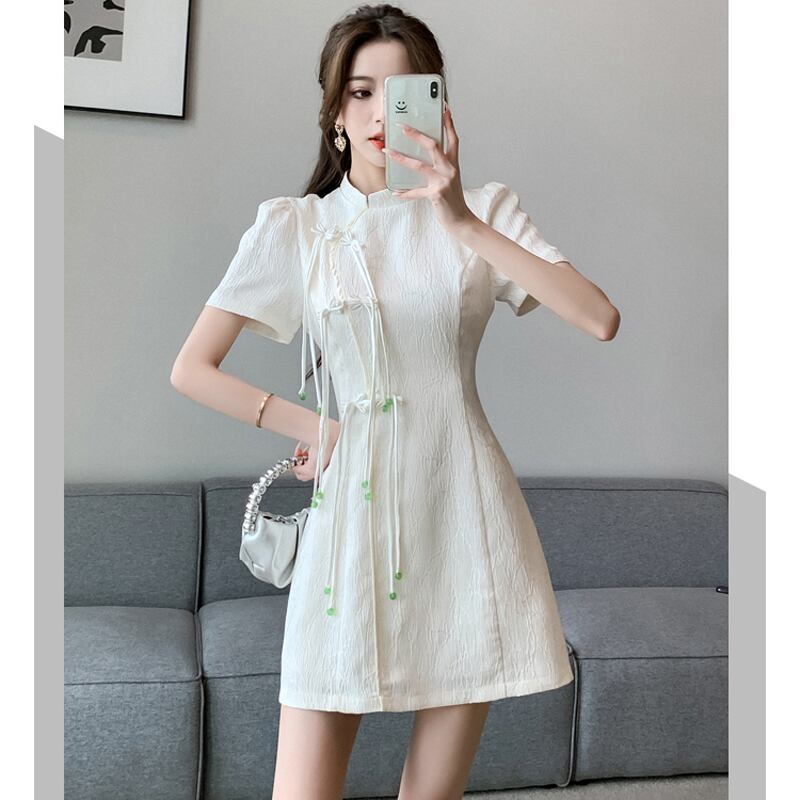 [LINXIAOXIAN series] ★China style dress★ 2color improved cheongsam dress cute short sleeve summer clothes