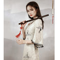 Load image into Gallery viewer, [YUEQIAO Series]★China Dress★ 2color Short Length Chinese Style Dress Crane Lace Chinese Clothes Black Black
