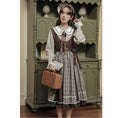 Load image into Gallery viewer, [DACHENGZI Series] ★Dress★ Fake Layered Dress Checkered Pattern Cute Retro S M L XL
