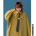 Load image into Gallery viewer, [Fujiiman Series] ★Fleece-lined shirt★ Shirt with tie Tops 3color Unisex Men's Beige Black Yellow
