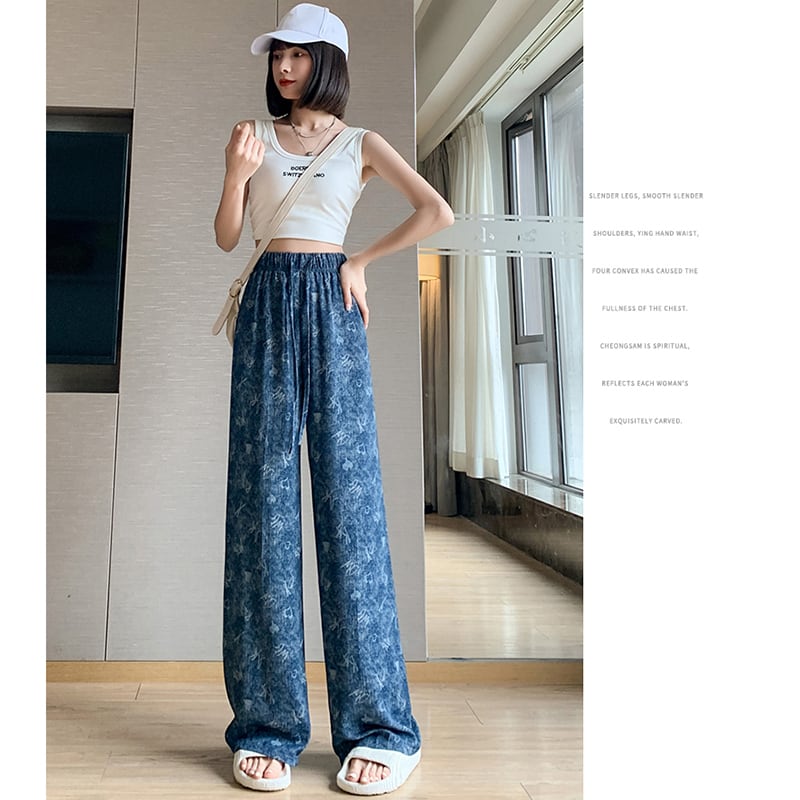 [FENGLIN Series] ★Casual Pants★ Bottoms Trousers Cool Blue Blue Slimming Unique Easy to match