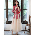 Load image into Gallery viewer, [Paper-dyed series] ★Party dress★ Chinese style tops + long skirt 6color SML LL 3L 4L Red
