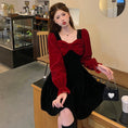 Load image into Gallery viewer, [Kodokuya Series] ★Dress★ Large size, slimming, fake layered, Christmas, New Year, red, black
