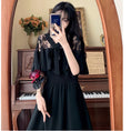 Load image into Gallery viewer, [Dong Xiaojie Series] ★Dress★ Large size lace chiffon switching black black V neck short sleeve summer
