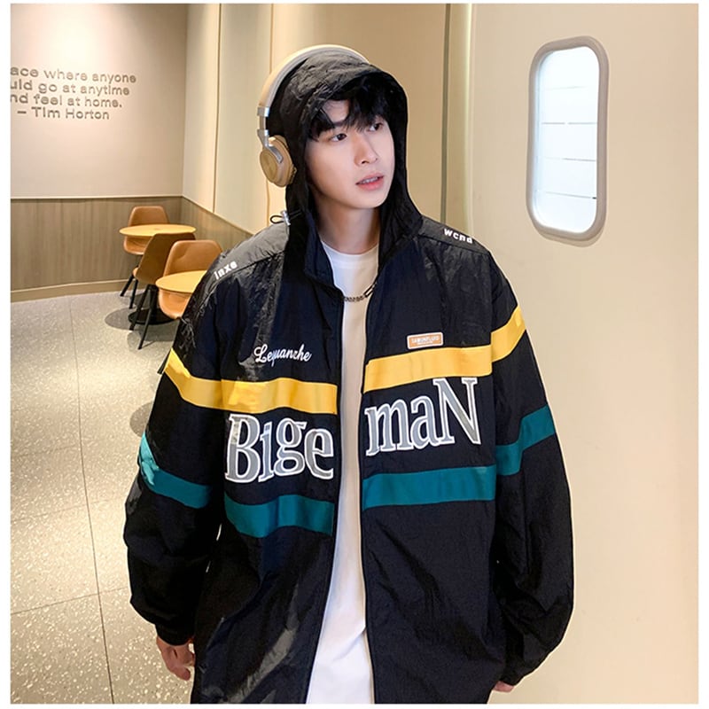 [BIGEMAN Series] ★Thin outerwear★ UPF50+ 2color UV protection Unisex Men's Large size Sun protection White Black