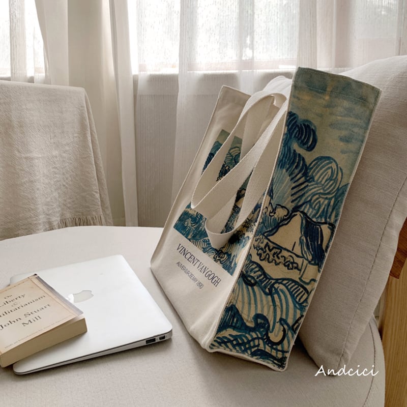 [Andcici Series]★Bag★ Tote bag, large capacity, oil painting style, date, commuting to work, school, cute, ladies, easy to match