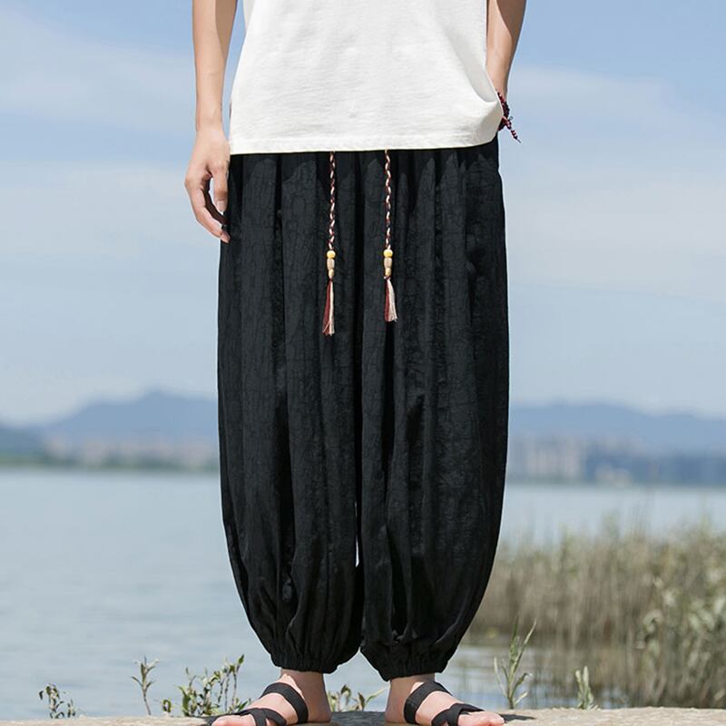 [YISHUO Series] ★Pants★ 3color Tops Unisex Men's Large Size Nine-quarter length Black Green Gray