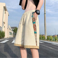 Load image into Gallery viewer, [V37 Series] ★Shorts★ 2color Black or Beige Shorts Summer Clothes Embroidery Floral Pattern Unisex Large Size
