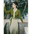 Load image into Gallery viewer, [Az Suna Series] ★Chinese style setup★ 2-piece set Shirt Maki skirt Green Green S M L XL
