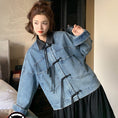 Load image into Gallery viewer, [YXF Series] ★China style outerwear★ Denim jacket China buttons Easy to match Chinese clothes Blue Blue
