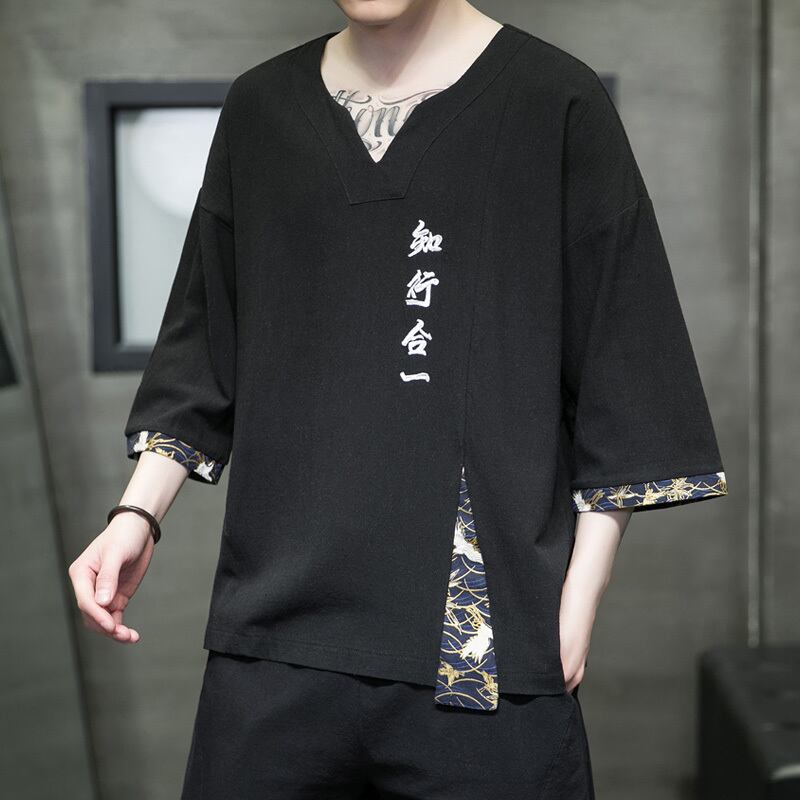 [JUNYI Series]★China style T-shirt★ Embroidery tops 4color Unisex Men's Large size Black White Green