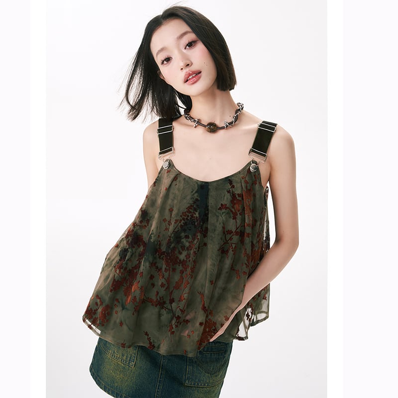 [Yangji Great Dream Series]★China style tank top★Camisole sexy slimming original green summer clothes