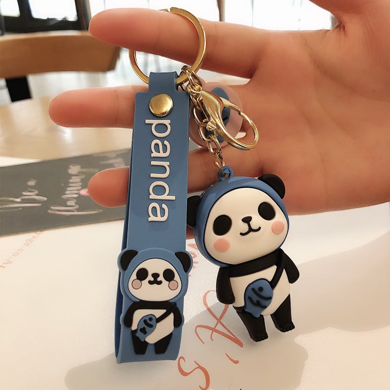 Cute Couple Panda Keychain Gift Red Blue Yellow Pink