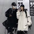 Load image into Gallery viewer, [OUMEIDK Series] ★Sweater★ 2color Tops Couple Unisex Loose Autumn/Winter Couple Clothes Unique Knit Black White
