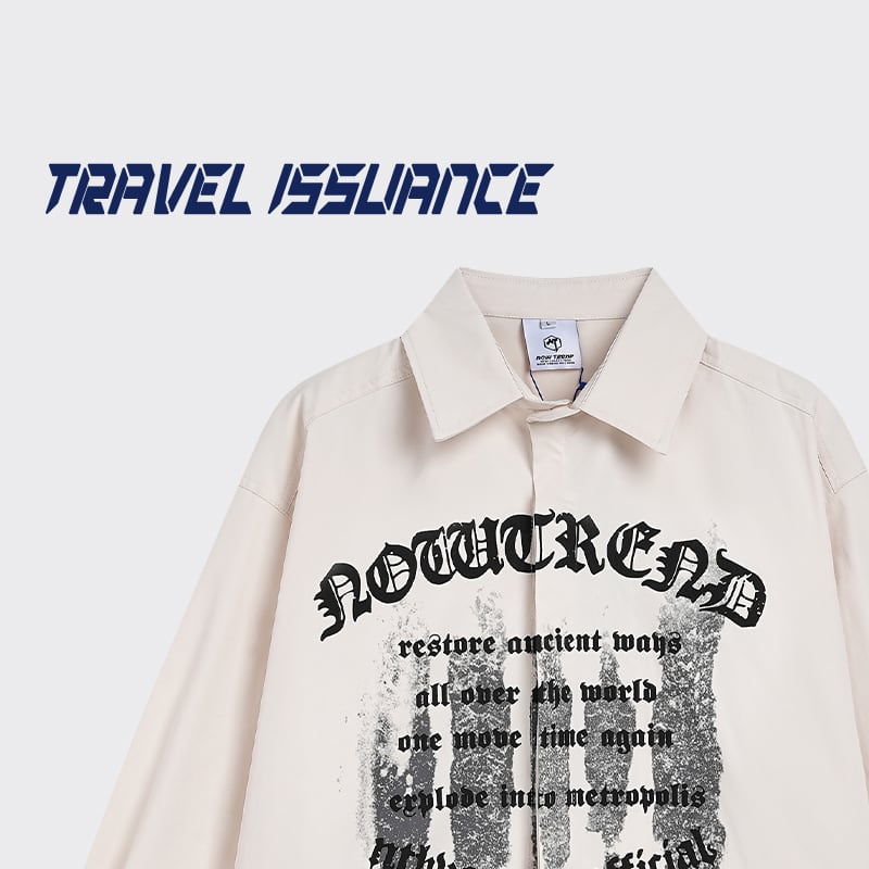 [TRAVEL ISSUANCE Series]★Shirt★ 2color Tops Long Sleeve Shirt Unisex Men's Black Apricot Casual