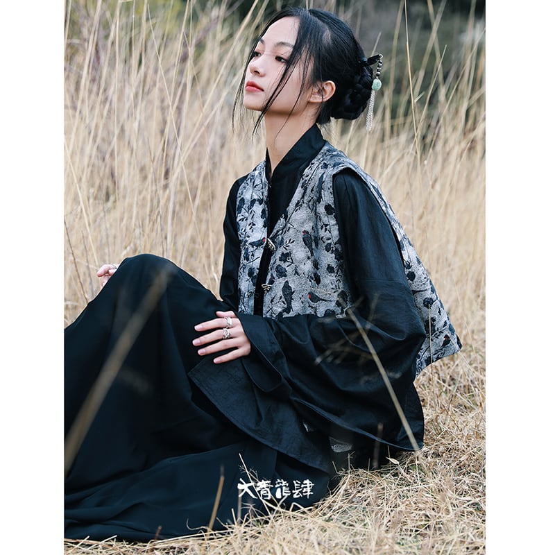 [Daiseiryusu Series] ★China style shirt★ Tops Chinese clothes, black, retro design, original