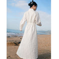 Load image into Gallery viewer, [Daiseiryusu Series]★Chinese style dress★ 2color black or white long length Chinese clothes switching stand neck
