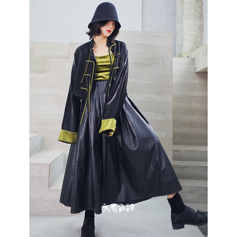 [Daiseiryusu series] ★China style outerwear★ Retro short length Easy to match One size fits all Black