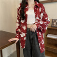 Load image into Gallery viewer, [BUXI Series]★Shirt★ Tops Floral Print Retro Red Red Women's Fashion Long Sleeve
