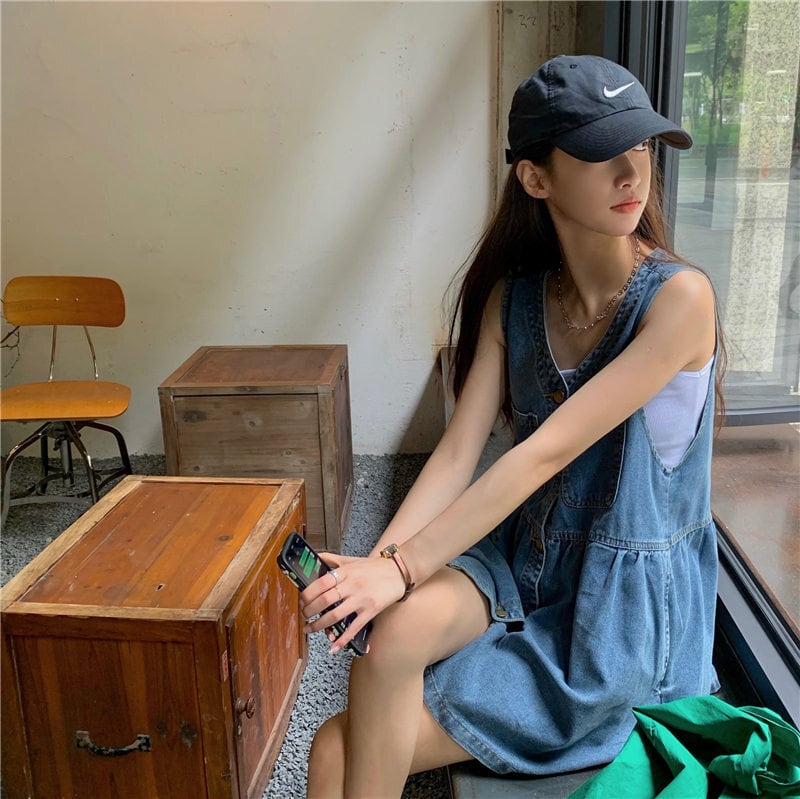 [XIAOXIN Series]★Dress★Sleeveless Women's Fashion V-neck Short Length Denim