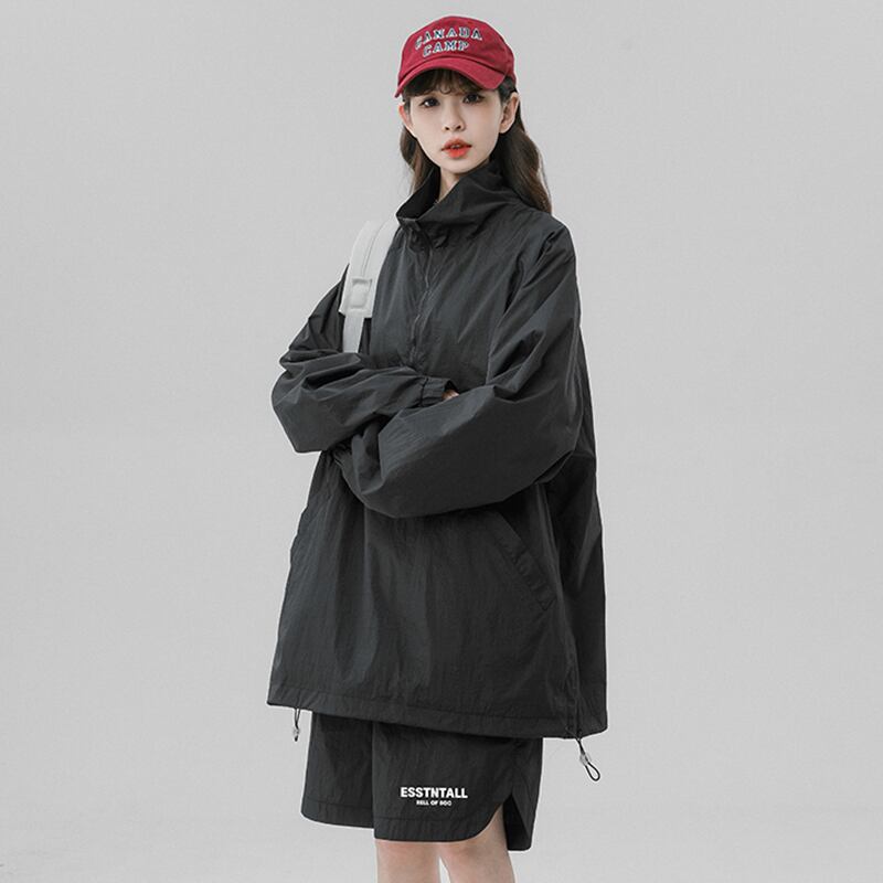 [CHAOMEICHEN Series]★Setup★ 3color outerwear + shorts, unisex, men's sun protection, green, black, fashion