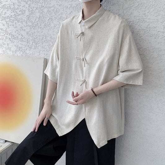 [MMstudios series]★China style shirt★ Tops 3color Unisex Men's Large size Plain Black Red