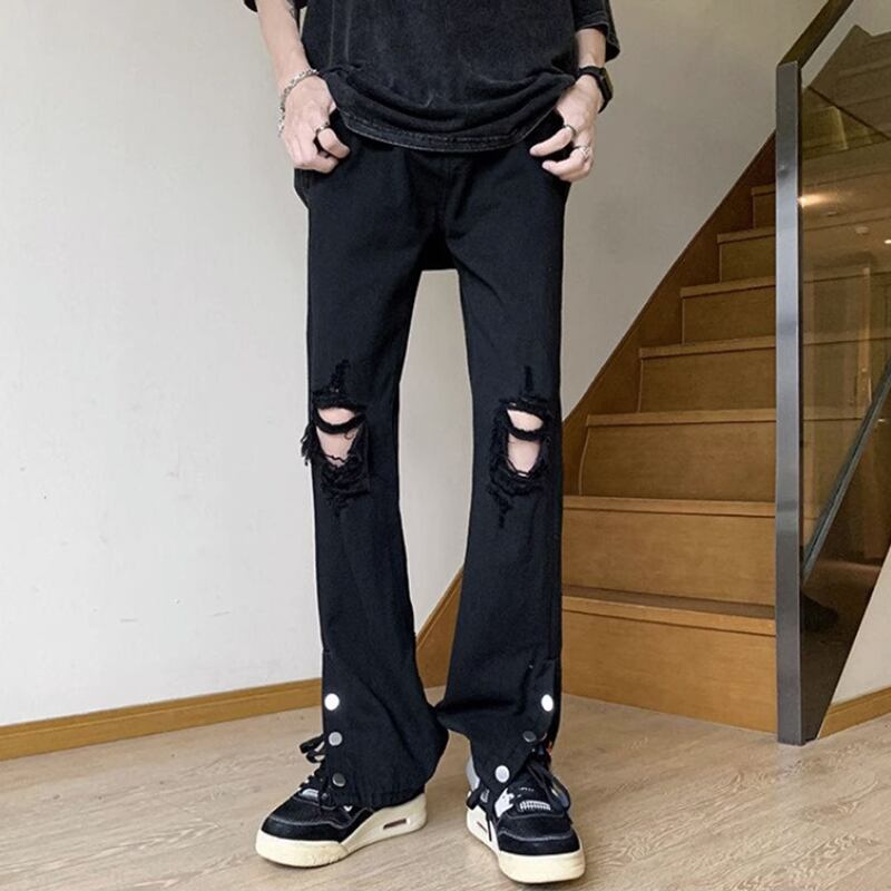 [FENGLIN series]★Denim pants★ 2color bottoms black blue slimming slimming fashion