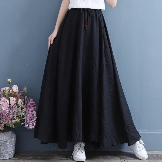 [Qing series] ★China style skirt★ 4color bottoms cotton linen plain simple easy to match