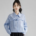 Load image into Gallery viewer, [ZISU0 Series]★Shirt★ Tops Designed Fashion Retro Blue Blue Commuting Office Lady Easy to match
