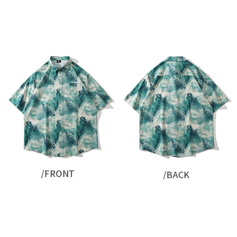 [Satoru Series]★China Style Shirt★Short Sleeve Unisex Summer Tie Dye Shirt Casual Retro Women's Street Men's Unique Large Size