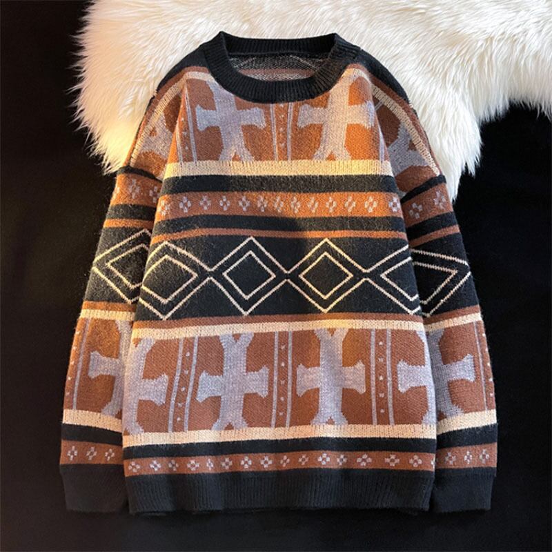 [Ushiomiomi Series] ★Sweater★ 2color knit tops Unisex Men's Large size Ethnic style Unique