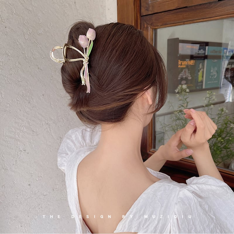 [Kiko Autumn Series]★China style hair ornament★ 3 colors 2 types Old-fashioned ladies accessories Type A Purple Pink Blue Purple