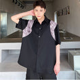 Load image into Gallery viewer, [Illustrated Series]★Shirt★Tops Unisex Men's Black Switchable Sleeves Removable Simple
