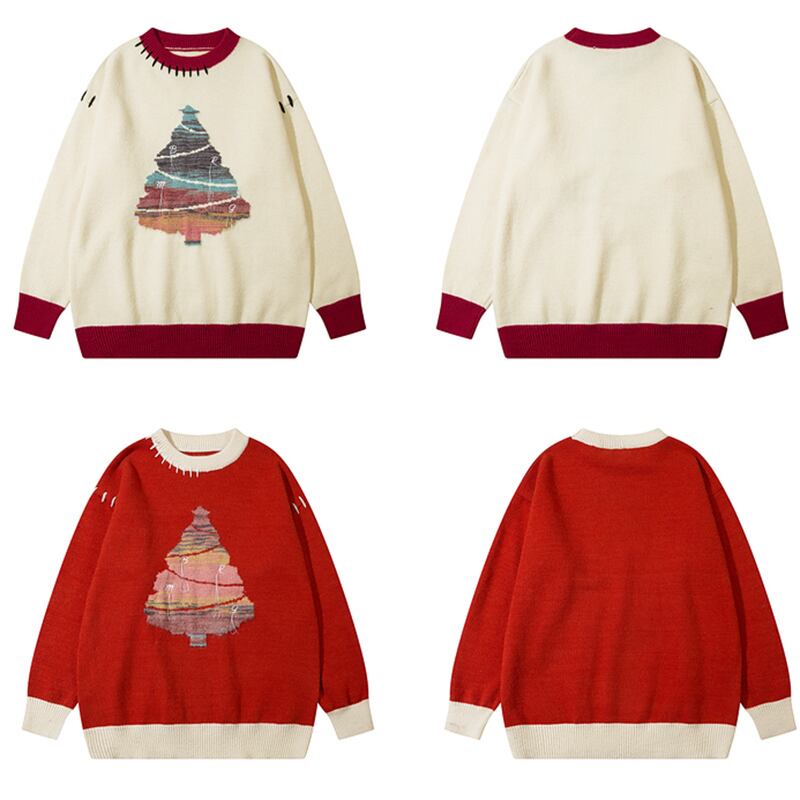 [Satoru Series]★Sweater★ 2color Tops Christmas New Year Unisex Men's Red Color Scheme Red Apricot