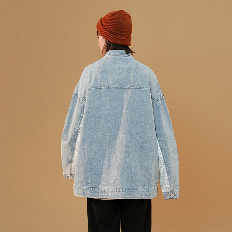 [Winter Series] ★Jacket★ 2color Blue or Black Denim Outer Jeans Unisex Switchable Fashion