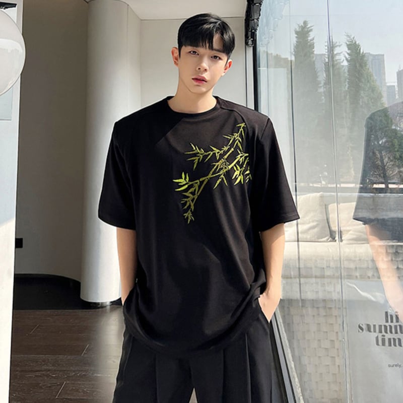 [ZHUIYI Series]★China style T-shirt★ 2color tops unisex men's bamboo short sleeve shirt black white ML XL