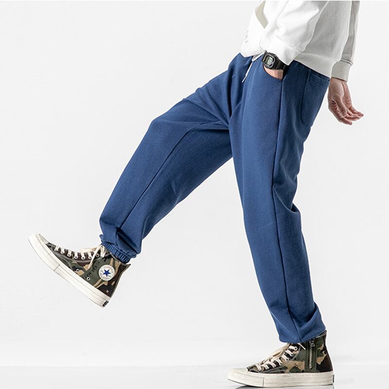 [BIGEMAN Series] ★Casual Pants★ 4color Nine-quarter length Bottoms Pants Unisex Men's Large Size Plain Black Blue Gray