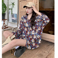 Load image into Gallery viewer, [YOUZI Series] ★Floral Pattern Shirt★ Tops Oil Painting Style Long Sleeve Shirt Loose Retro Commuting Date Cute Blue Blue
