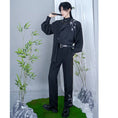 Load image into Gallery viewer, [Kuraho Koya Series]★China style trousers★Bottoms Bamboo embroidery Unisex Men's Black Black
