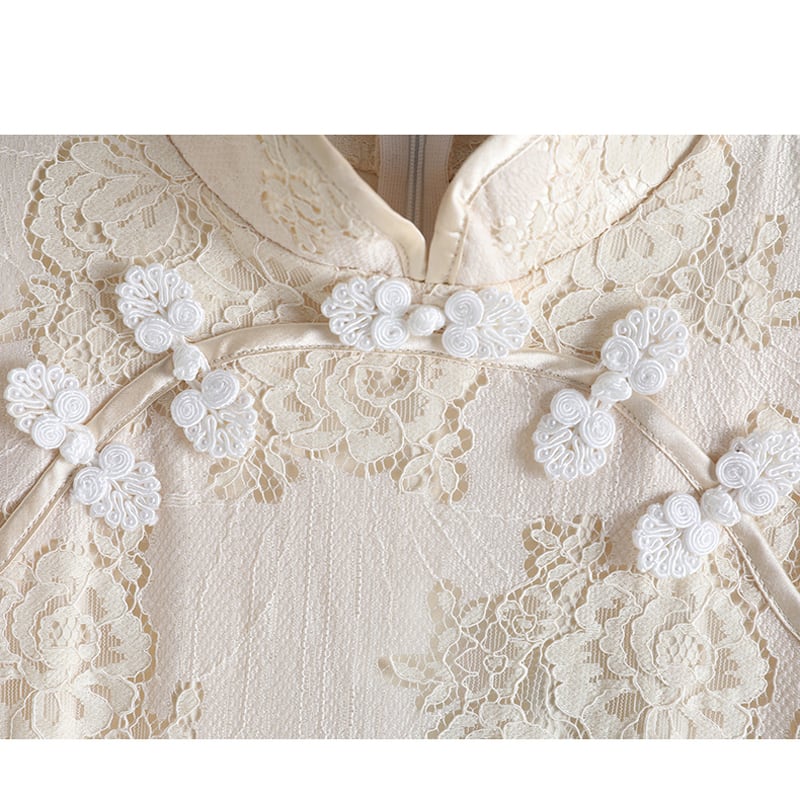 [PEIYA Series]★Lace China Dress★ One Piece Fireworks Festival Wedding Beige S M L XL Slimming Wear