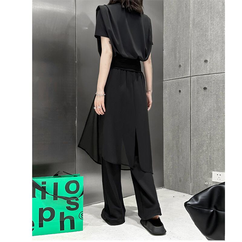 [YIDAO Series] ★Casual Pants★ Switching Chinese Clothes Black Black Skirt + Trousers Integrated Slimming Wear