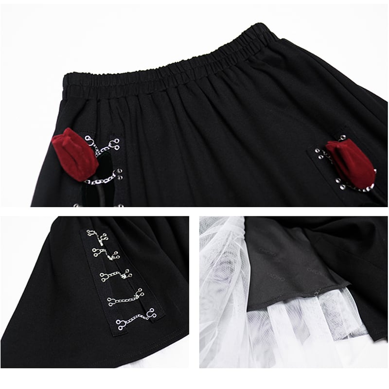 [Chicsky---Kurono Series]★Skirt★ Irregular bottoms Black Easy to match, slimming, original