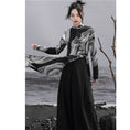 Load image into Gallery viewer, [Da Qinglong Shu Series] ★China-style dress★ Improved cheongsam dress, long sleeves, slits, print, long length, original, slimming
