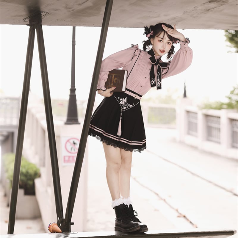 [Kanru First Series] ★Chinese style setup Single item order★ Shirt or Skirt Lolita Cute Pink Black