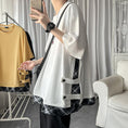 Load image into Gallery viewer, [YOULIN Series]★T-shirt★ Tops 2color Unisex Men's Fake Layered White Black Plaid Pattern
