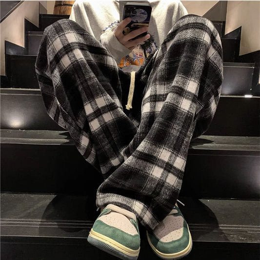 [JIARONG Series] ★Casual Pants★ 3color Bottoms Trousers Unisex Men's Plaid Pattern Large Size Black Green